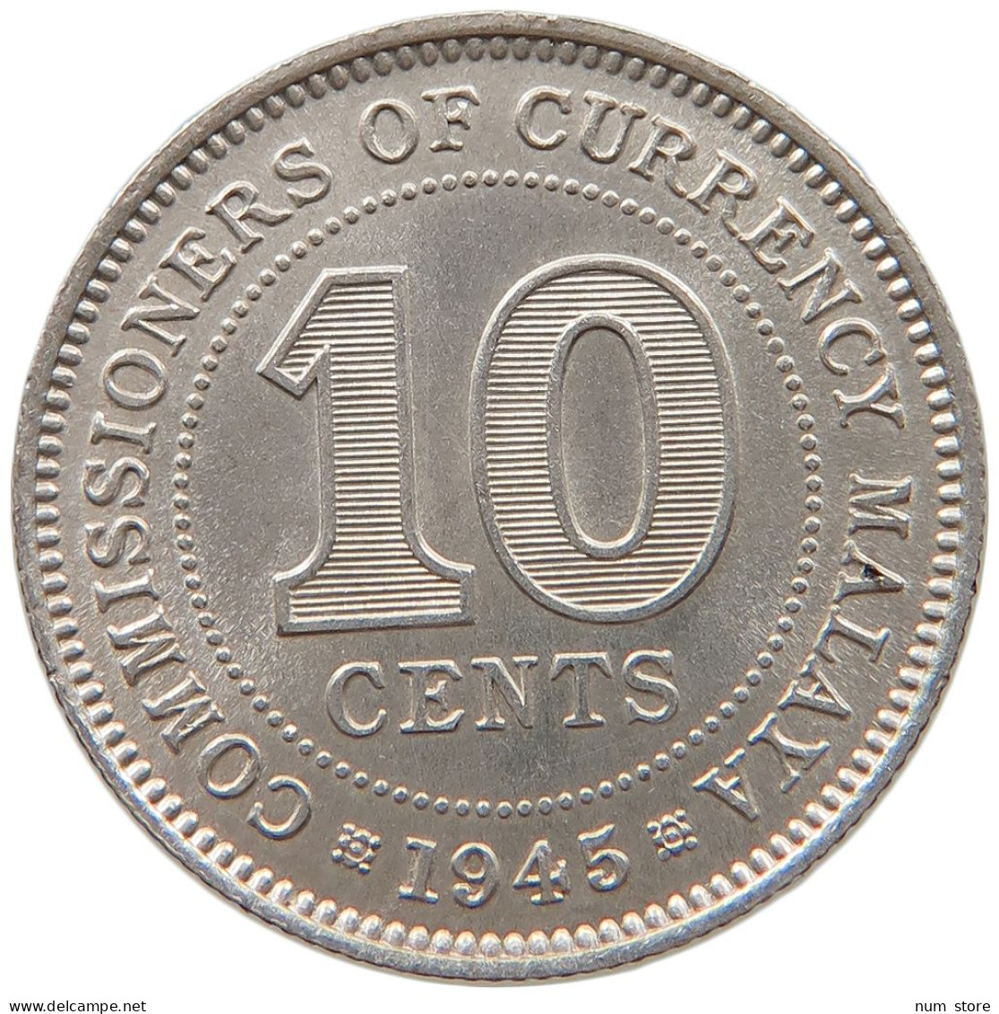 MALAYA 10 CENTS 1945 GEORGE VI. (1936-1952) #MA 068857 - Malaysie