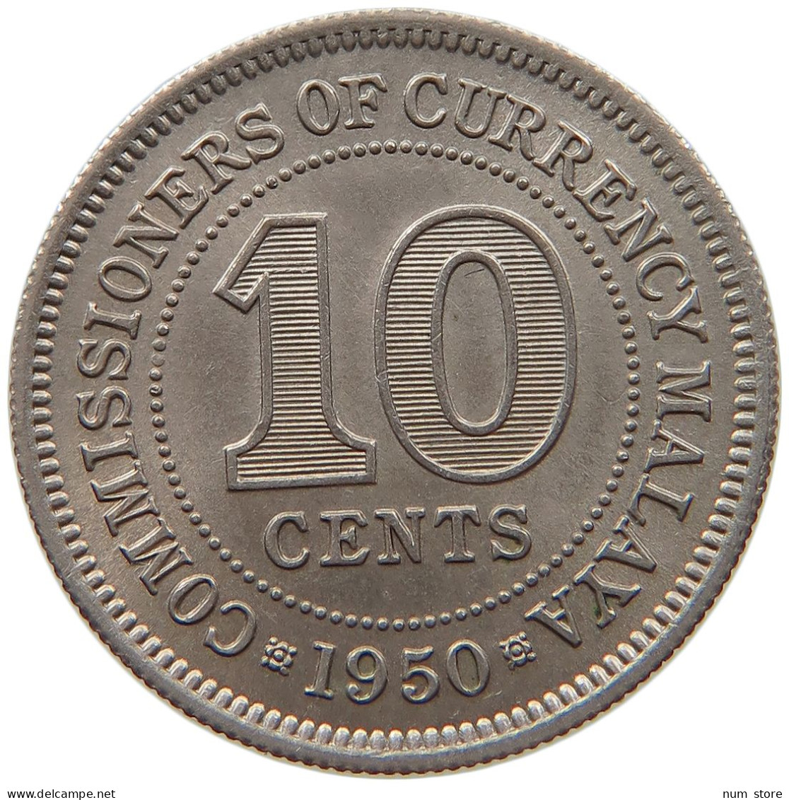 MALAYA 10 CENTS 1950 GEORGE VI. (1936-1952) #MA 067682 - Malaysia