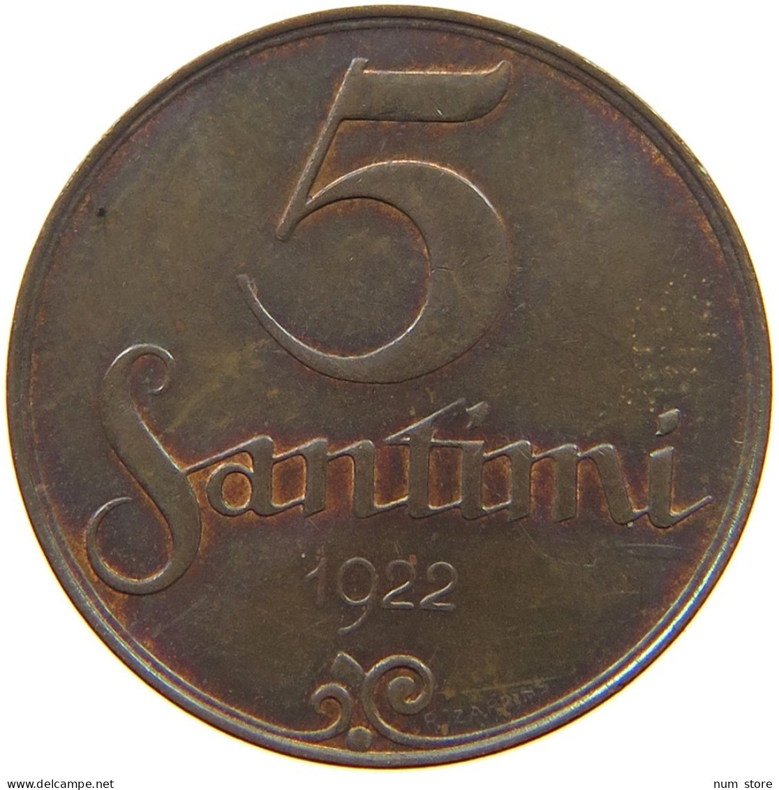 LATVIA 5 SANTIMI 1922  #MA 004677 - Lettland