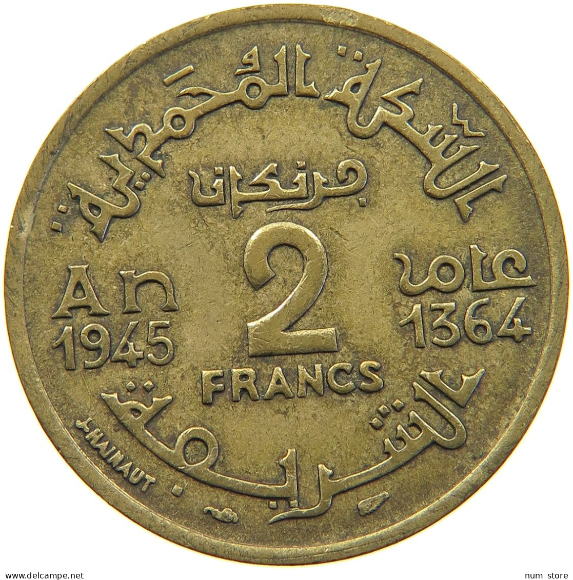 MOROCCO 2 FRANCS 1945  #MA 066383 - Maroc