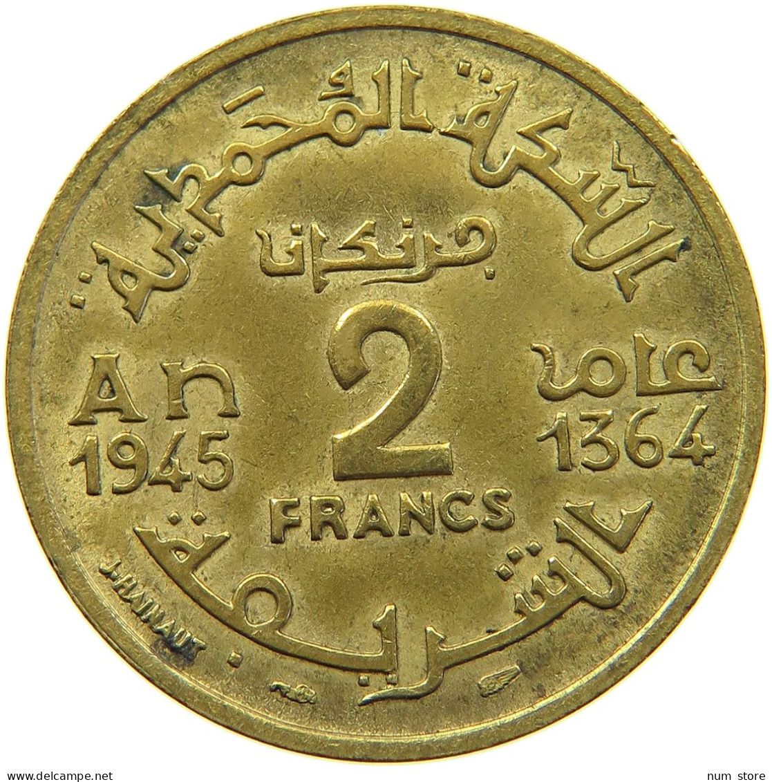 MOROCCO 2 FRANCS 1945  #MA 060397 - Maroc