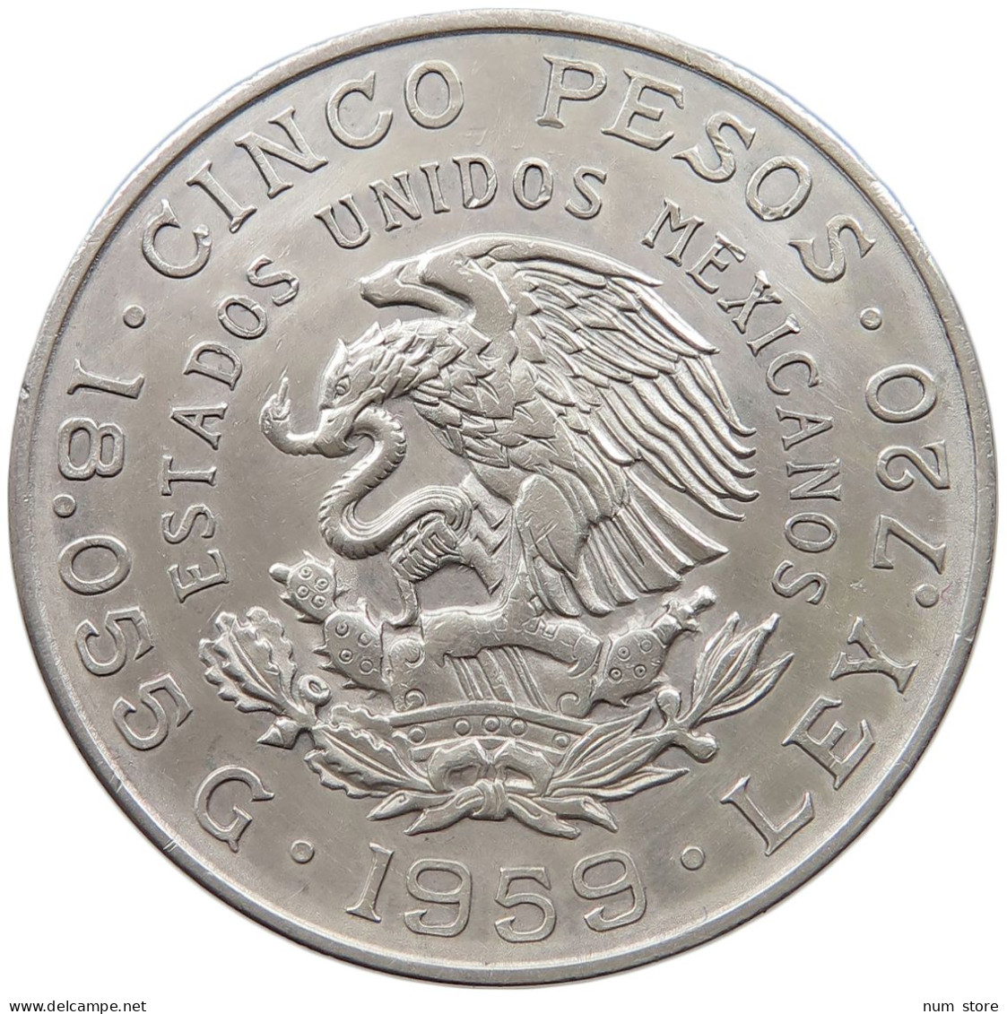 MEXICO 5 PESOS 1959  #MA 024372 - Mexique