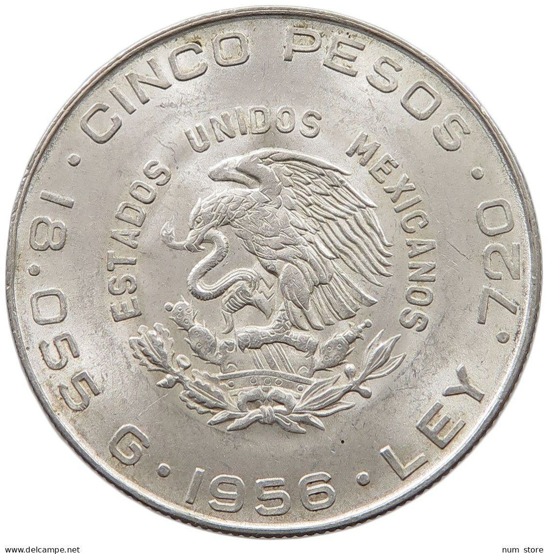 MEXICO 5 PESOS 1956  #MA 023449 - Mexique