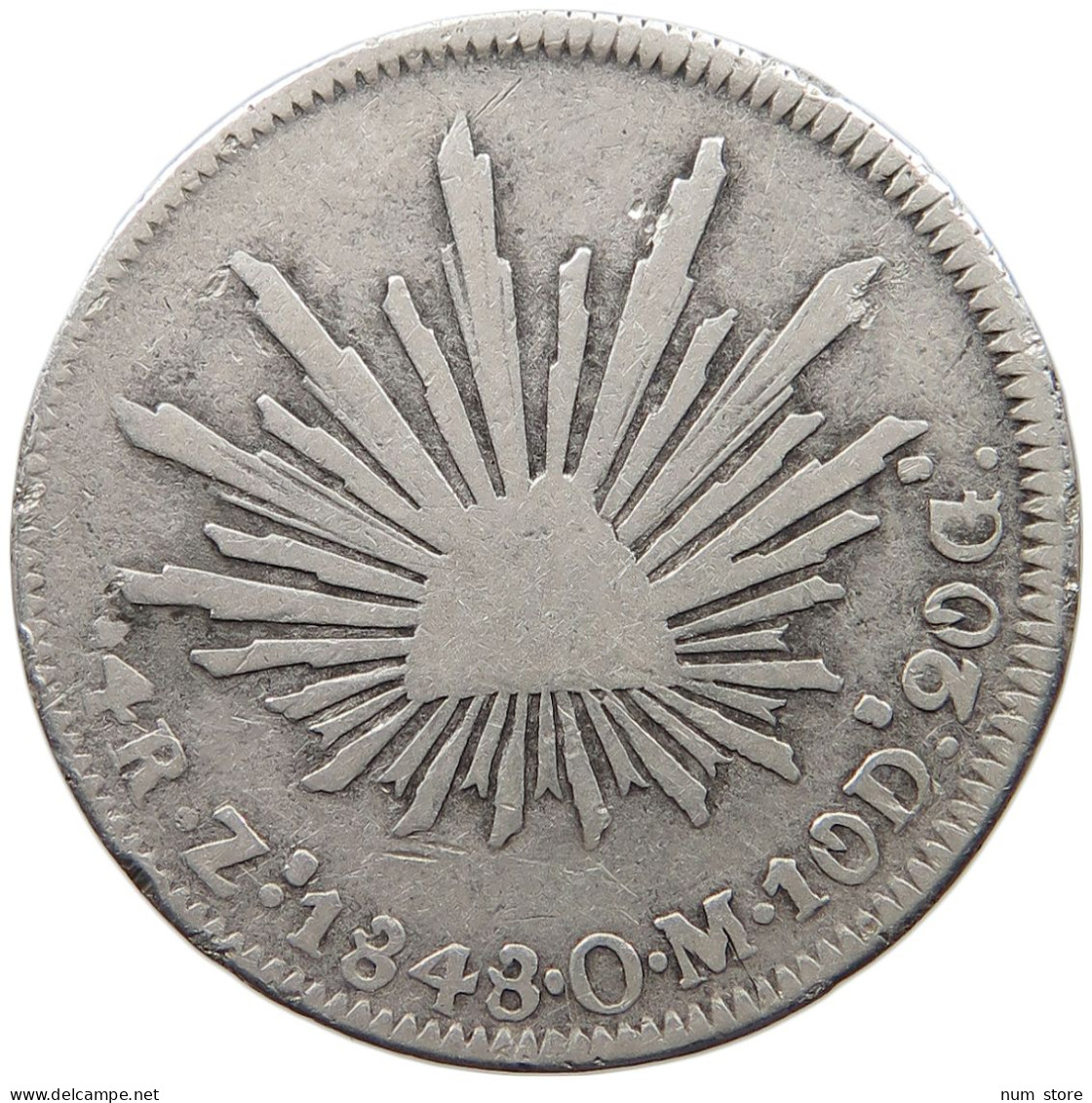 MEXICO 4 REALES 1848 ZACATECAS #MA 025528 - Mexique