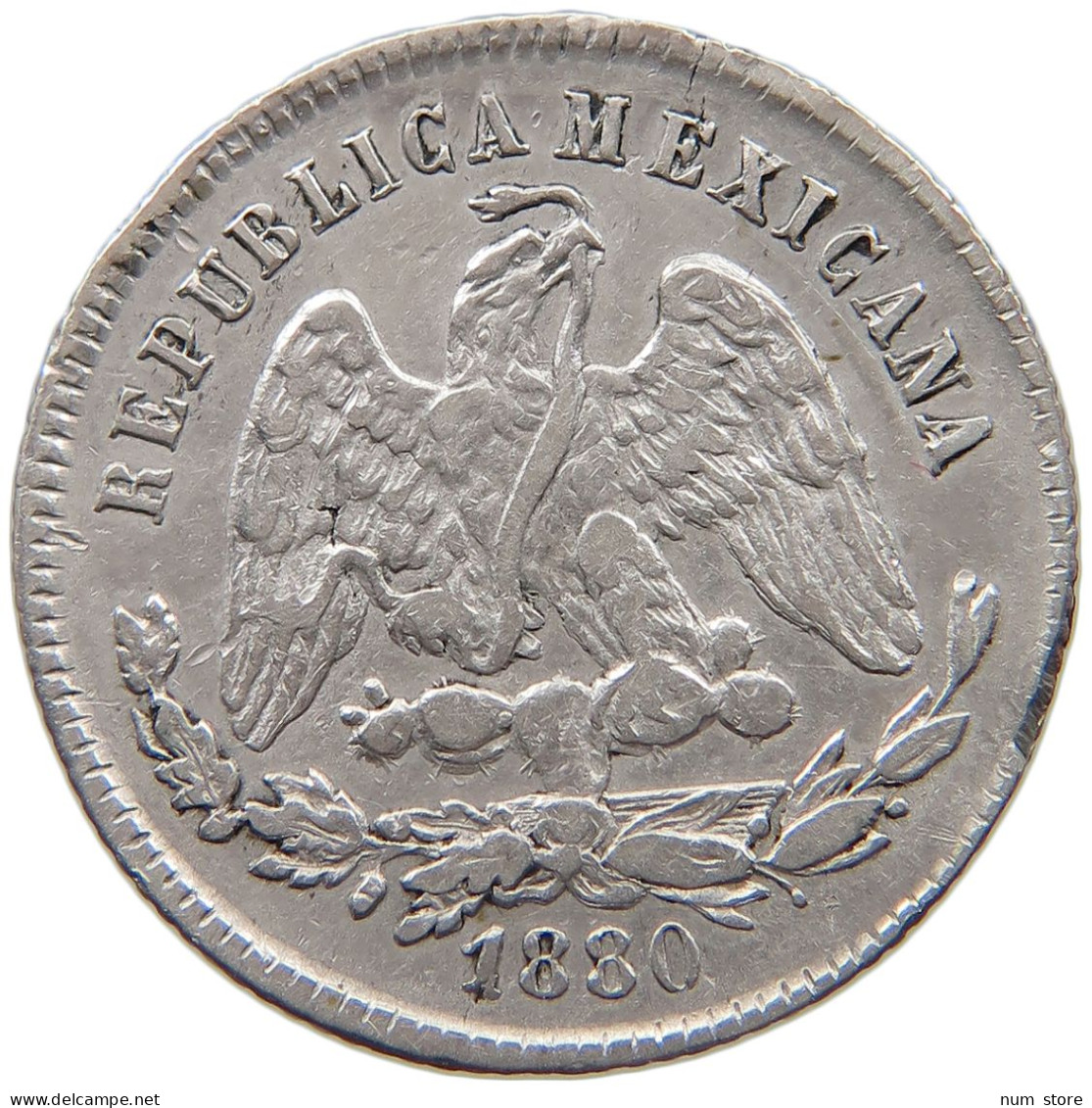 MEXICO 25 CENTAVOS 1880 ZACATECAS #MA 024397 - Mexique