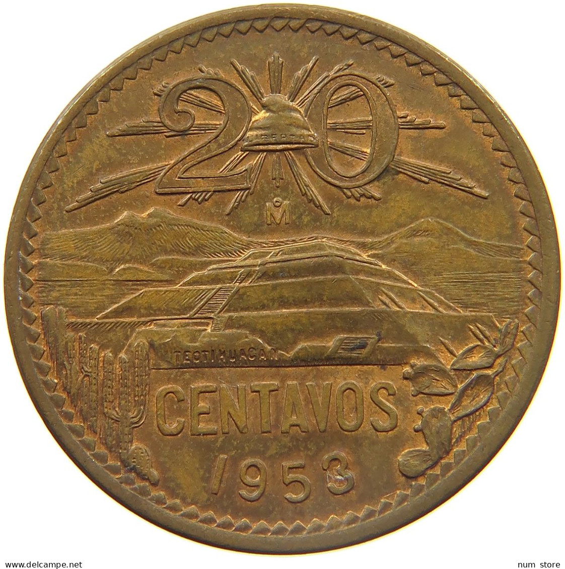 MEXICO 20 CENTAVOS 1953  #MA 023439 - Mexique