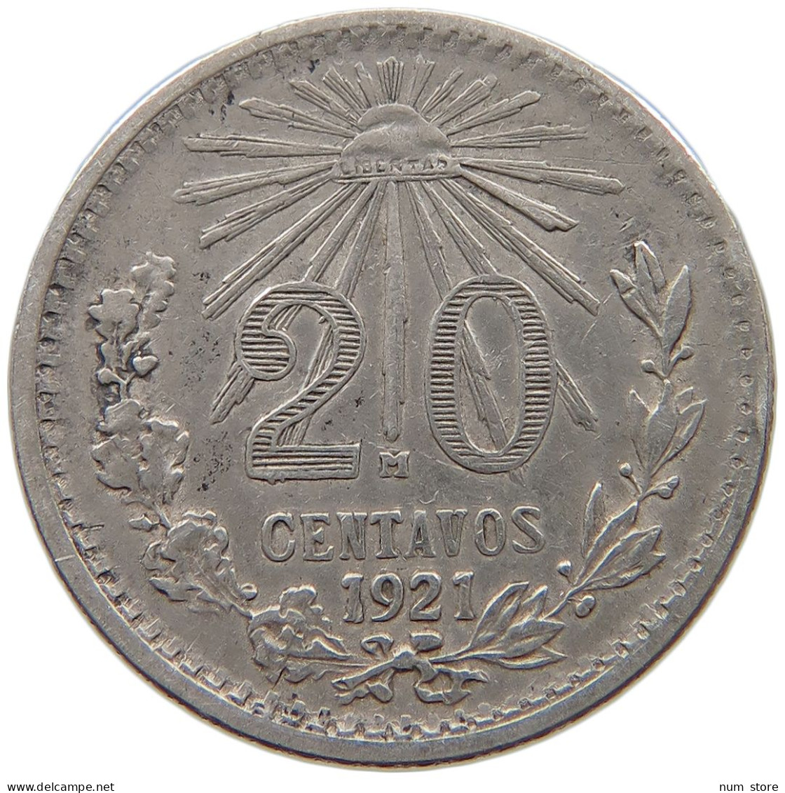 MEXICO 20 CENTAVOS 1921  #MA 021142 - Mexique