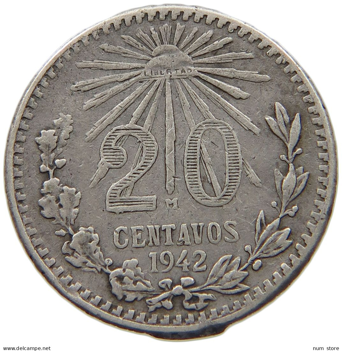 MEXICO 20 CENTAVOS 1942  #MA 025643 - Mexique