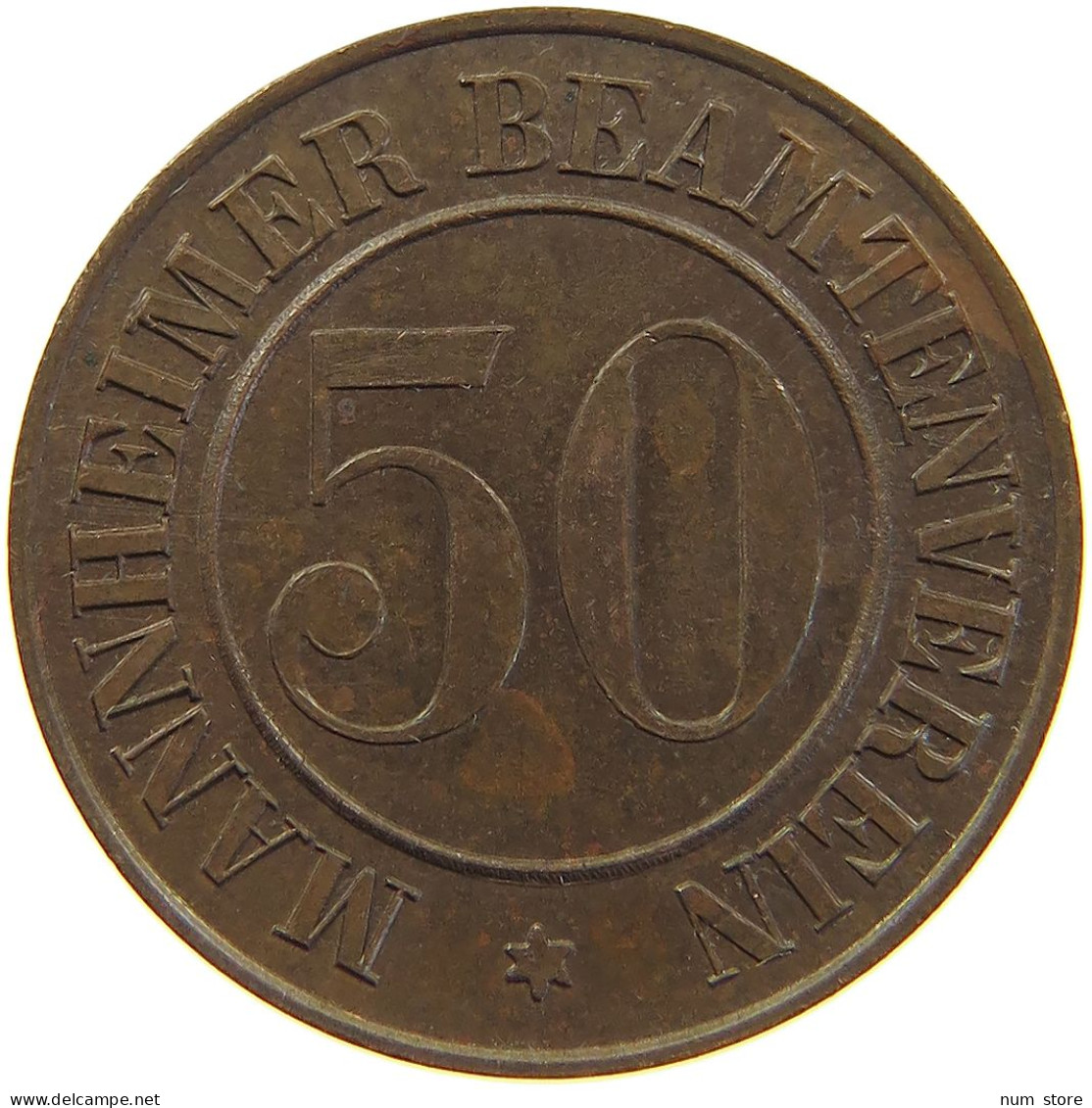MANNHEIM 50 PFENNIG  50 PFENNIG MANNHEIMER BEAMTENVEREIN #MA 103823 - 3 Mark & 3 Reichsmark