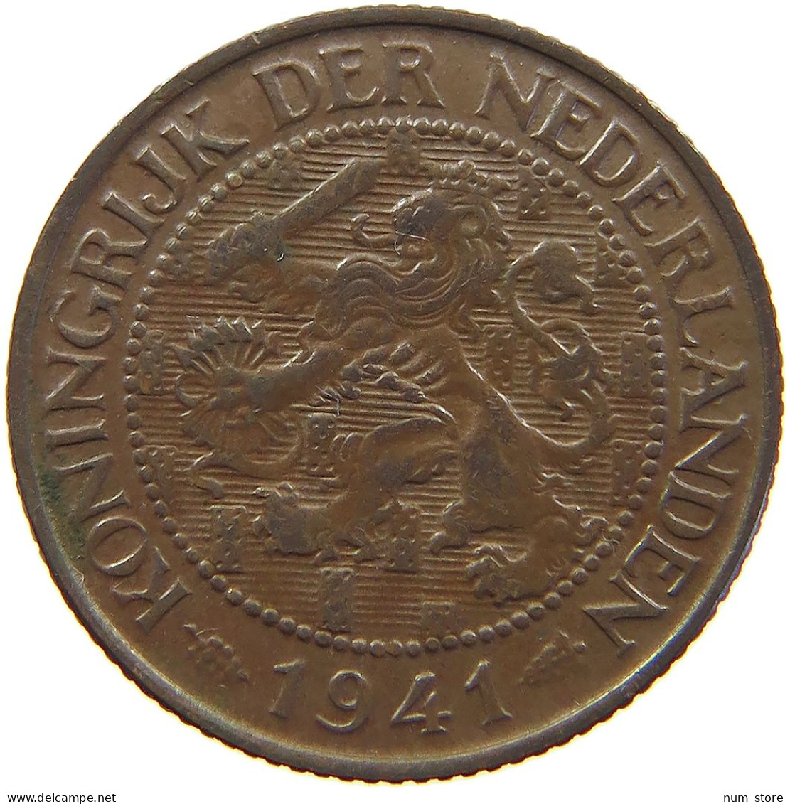 NETHERLANDS CENT 1941 WILHELMINA 1890-1948 #MA 067263 - 1 Cent