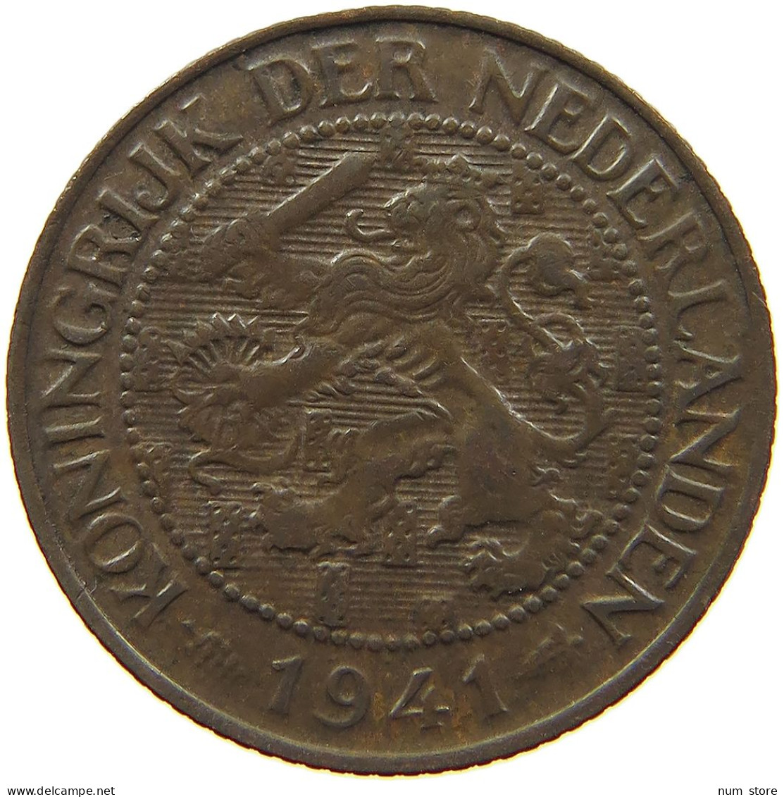 NETHERLANDS CENT 1941 WILHELMINA 1890-1948 #MA 067859 - 1 Cent