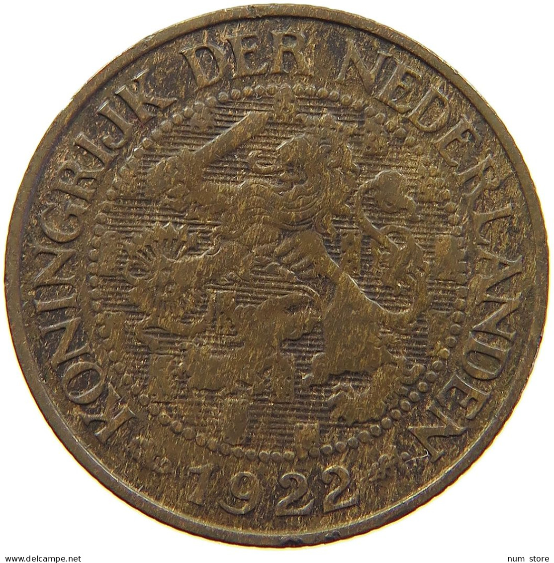 NETHERLANDS CENT 1922 WILHELMINA 1890-1948 #MA 067259 - 1 Cent