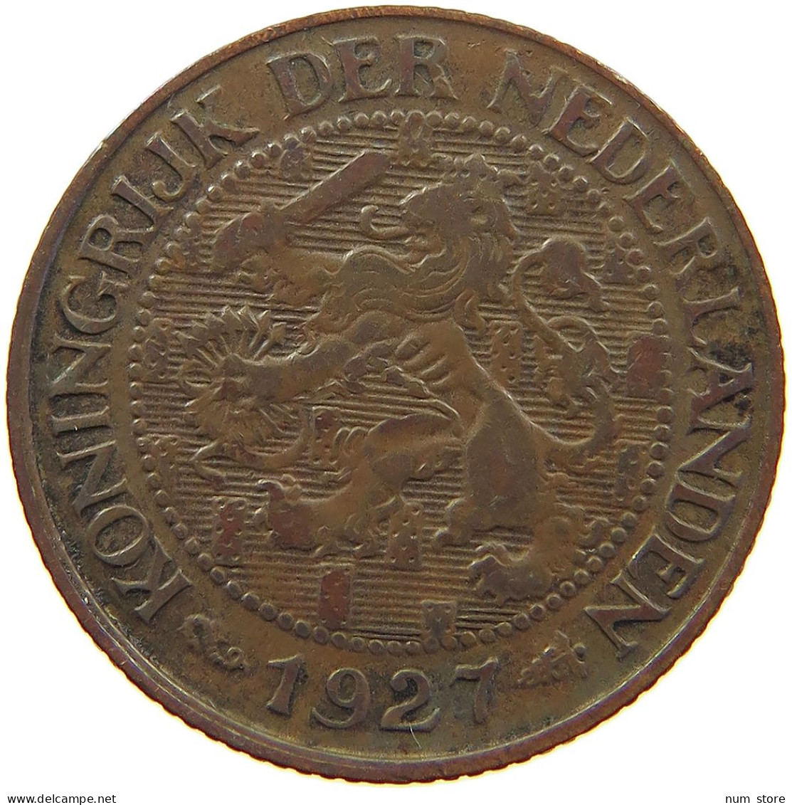 NETHERLANDS CENT 1927 WILHELMINA 1890-1948 #MA 067266 - 1 Centavos