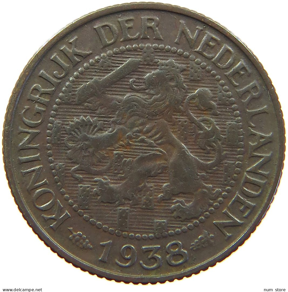 NETHERLANDS CENT 1938 WILHELMINA 1890-1948 #MA 067261 - 1 Centavos