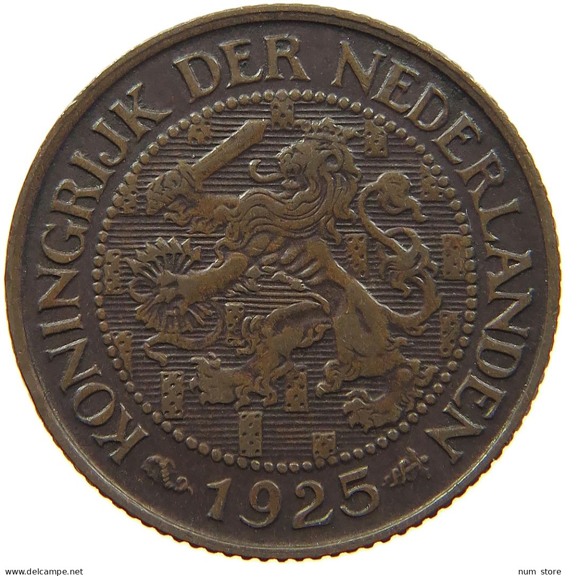 NETHERLANDS CENT 1925 WILHELMINA 1890-1948 #MA 067860 - 1 Cent