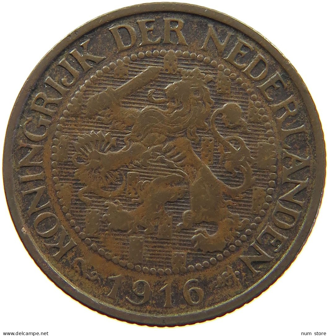 NETHERLANDS CENT 1916 WILHELMINA 1890-1948 #MA 067256 - 1 Centavos