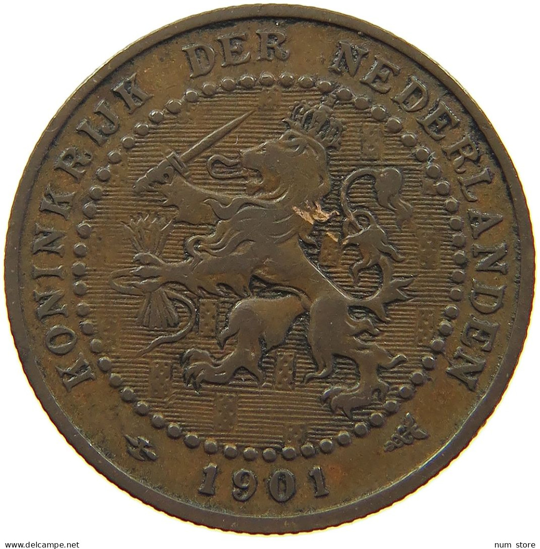 NETHERLANDS CENT 1901 WILHELMINA 1890-1948 #MA 067276 - 1 Centavos