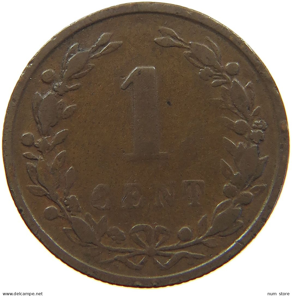 NETHERLANDS CENT 1896 WILHELMINA 1890-1948 #MA 067273 - 1 Centavos