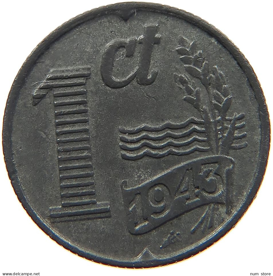 NETHERLANDS CENT 1943 WILHELMINA 1890-1948 #MA 067993 - 1 Centavos