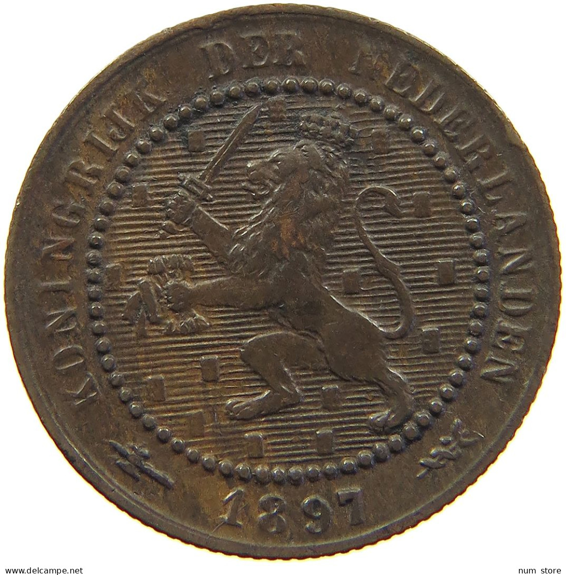 NETHERLANDS CENT 1897 WILHELMINA 1890-1948 #MA 067277 - 1 Centavos