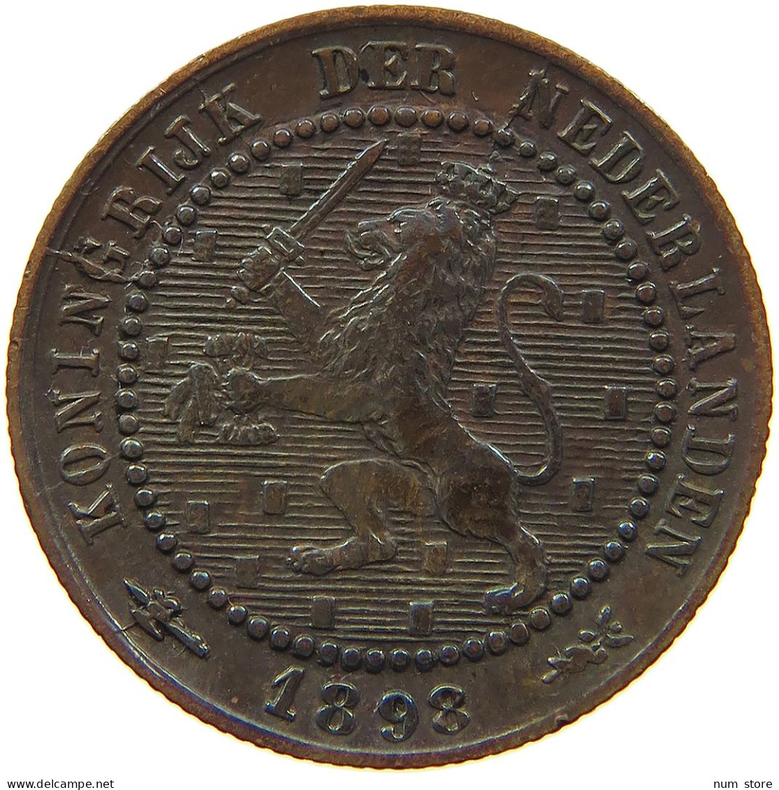 NETHERLANDS CENT 1898 WILHELMINA 1890-1948 #MA 067275 - 1 Cent