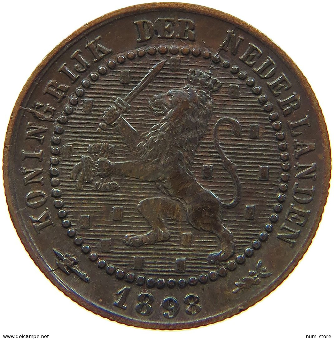 NETHERLANDS CENT 1898 WILHELMINA 1890-1948 #MA 067275 - 1 Centavos