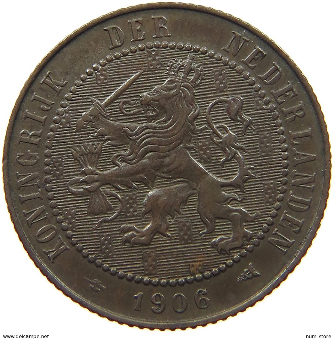 NETHERLANDS 2 1/2 CENTS 1906  #MA 022476 - 2.5 Centavos