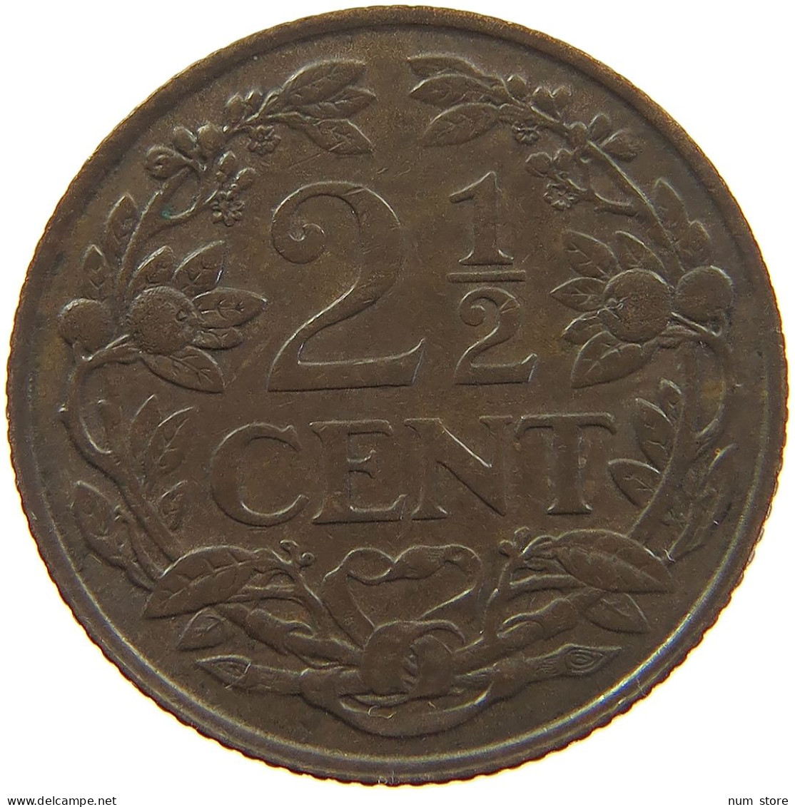 NETHERLANDS 2 1/2 CENT 1941 WILHELMINA 1890-1948 #MA 067792 - 2.5 Centavos