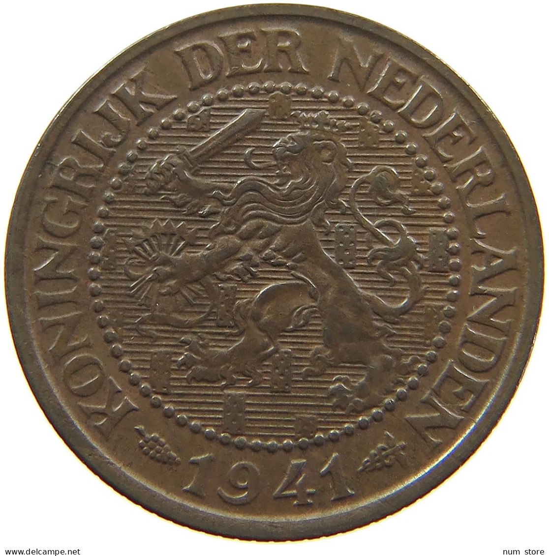 NETHERLANDS 2 1/2 CENT 1941 WILHELMINA 1890-1948 #MA 067239 - 2.5 Centavos