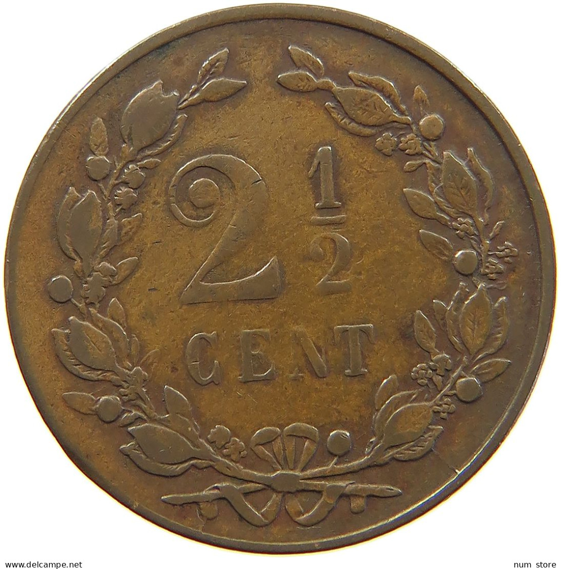 NETHERLANDS 2 1/2 CENT 1898 WILHELMINA 1890-1948 #MA 067244 - 2.5 Centavos