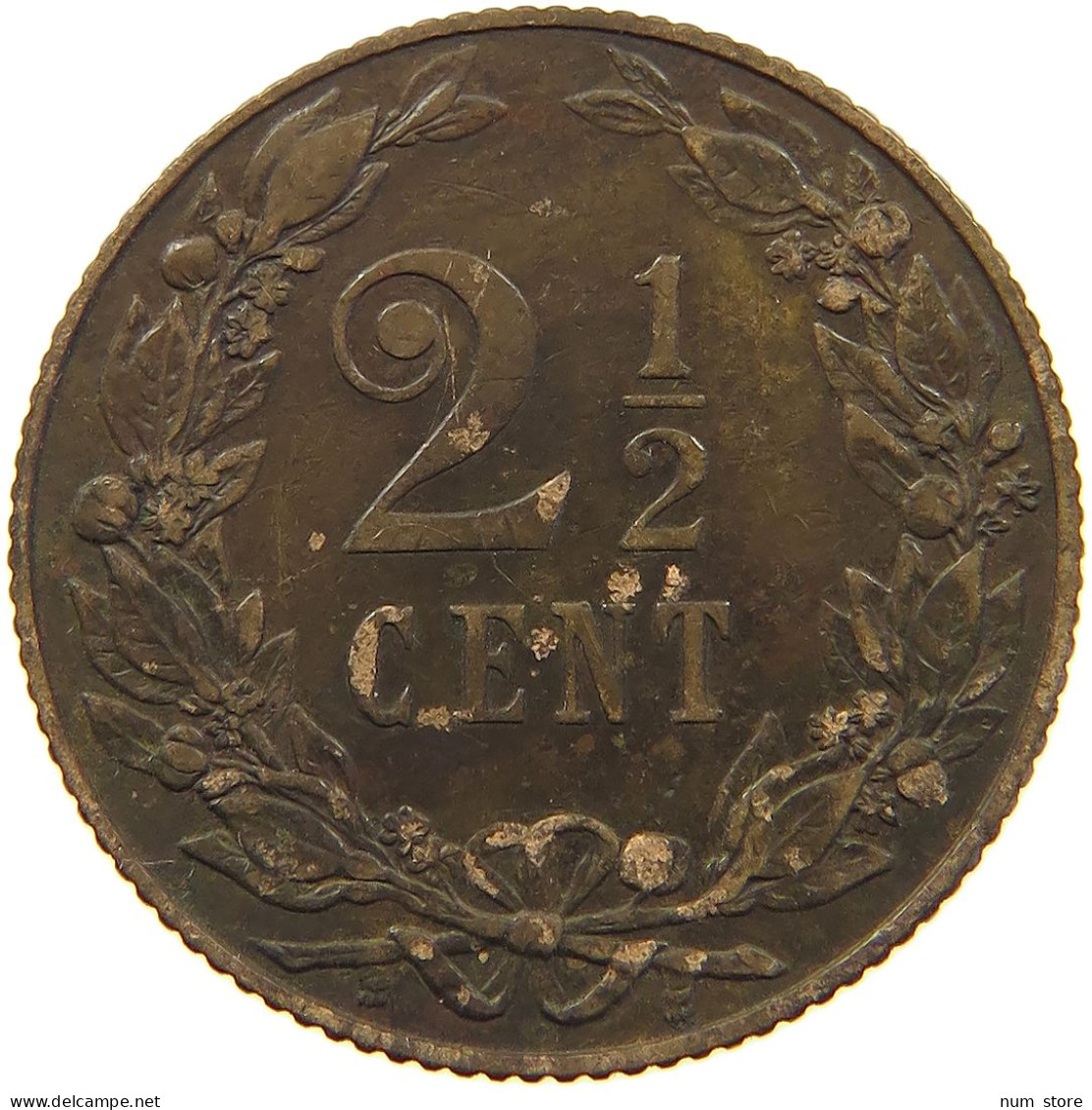 NETHERLANDS 2 1/2 CENT 1906 WILHELMINA 1890-1948 #MA 067240 - 2.5 Centavos