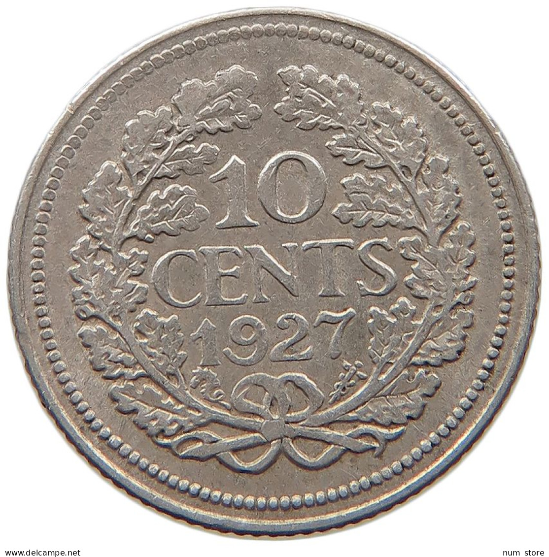 NETHERLANDS 10 CENTS 1927 WILHELMINA 1890-1948 #MA 068336 - 10 Cent