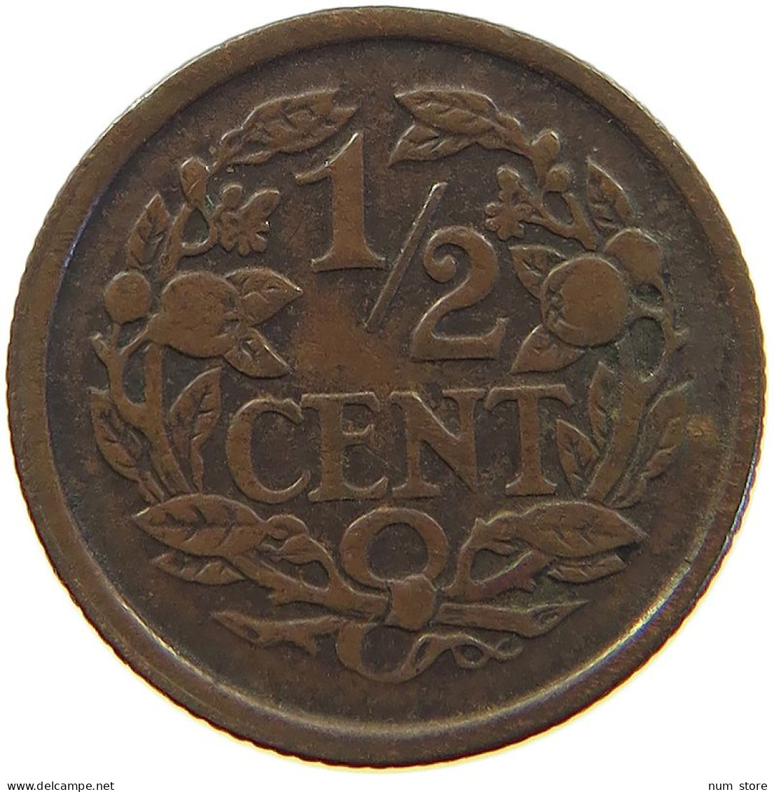 NETHERLANDS 1/2 CENT 1916 WILHELMINA 1890-1948 #MA 067287 - 0.5 Cent