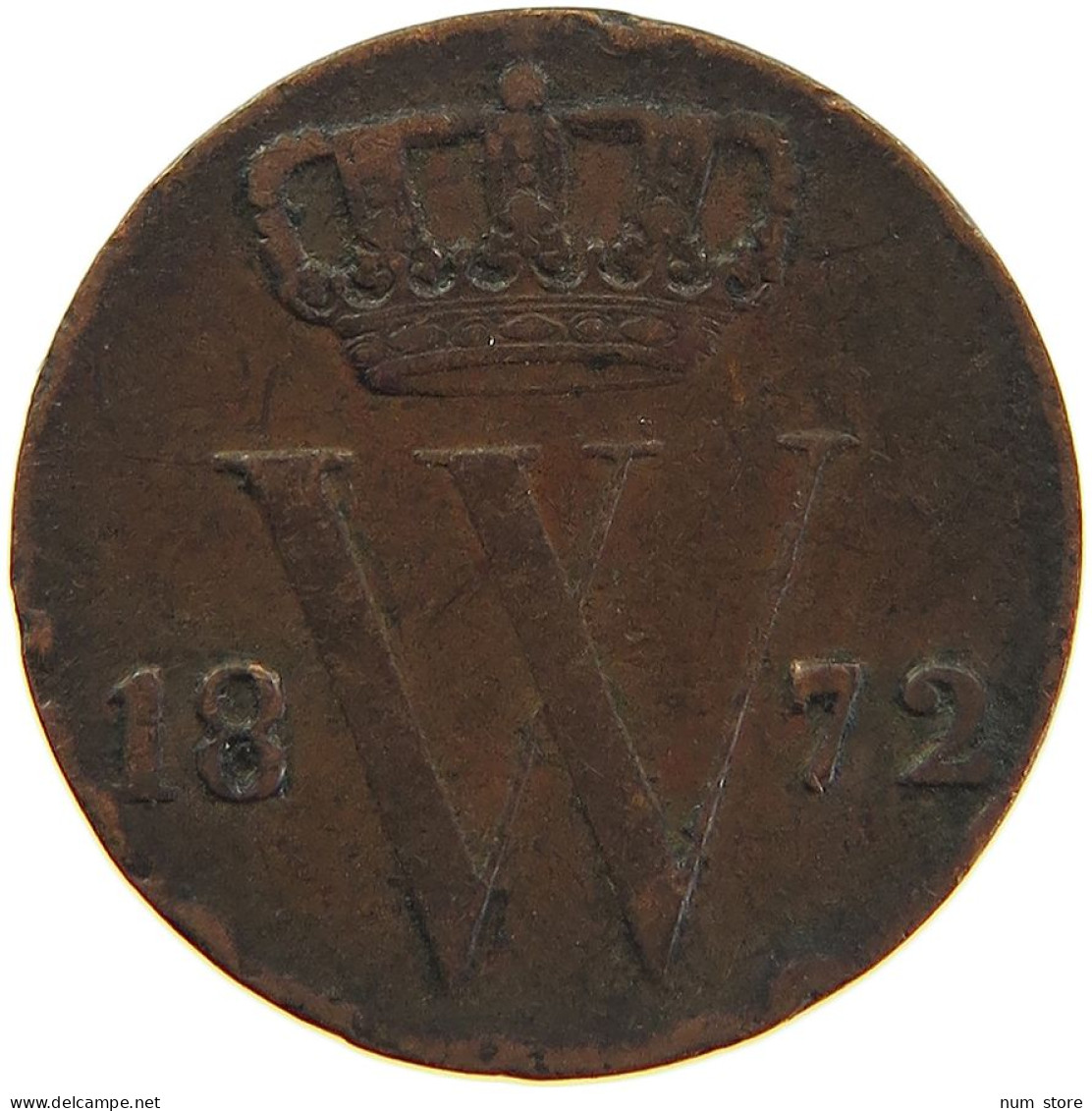 NETHERLANDS 1/2 CENT 1872 WILLEM III. 1849-1890. #MA 100680 - 1849-1890: Willem III.