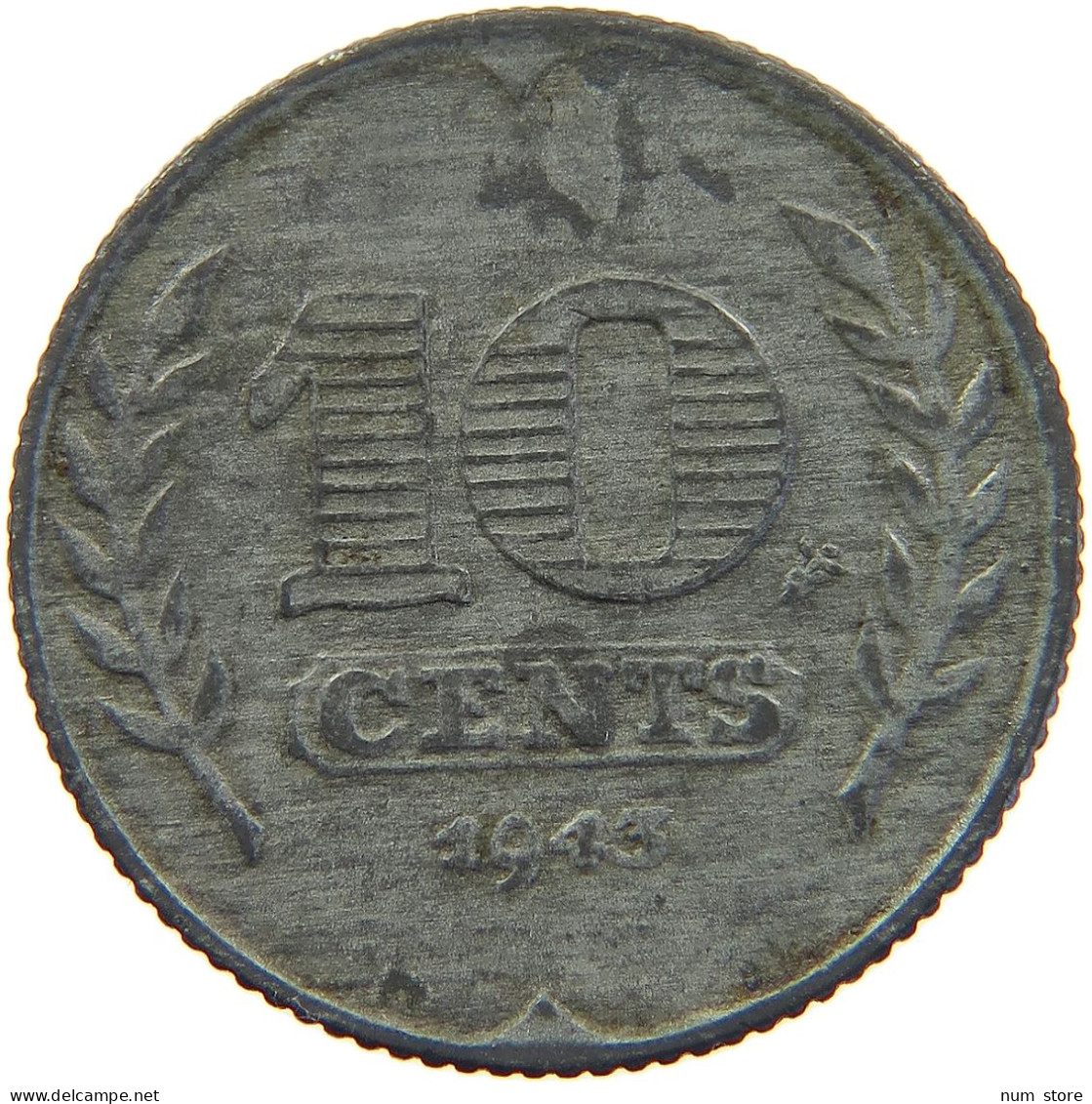NETHERLANDS 10 CENTS 1943 WILHELMINA 1890-1948 #MA 067227 - 10 Centavos