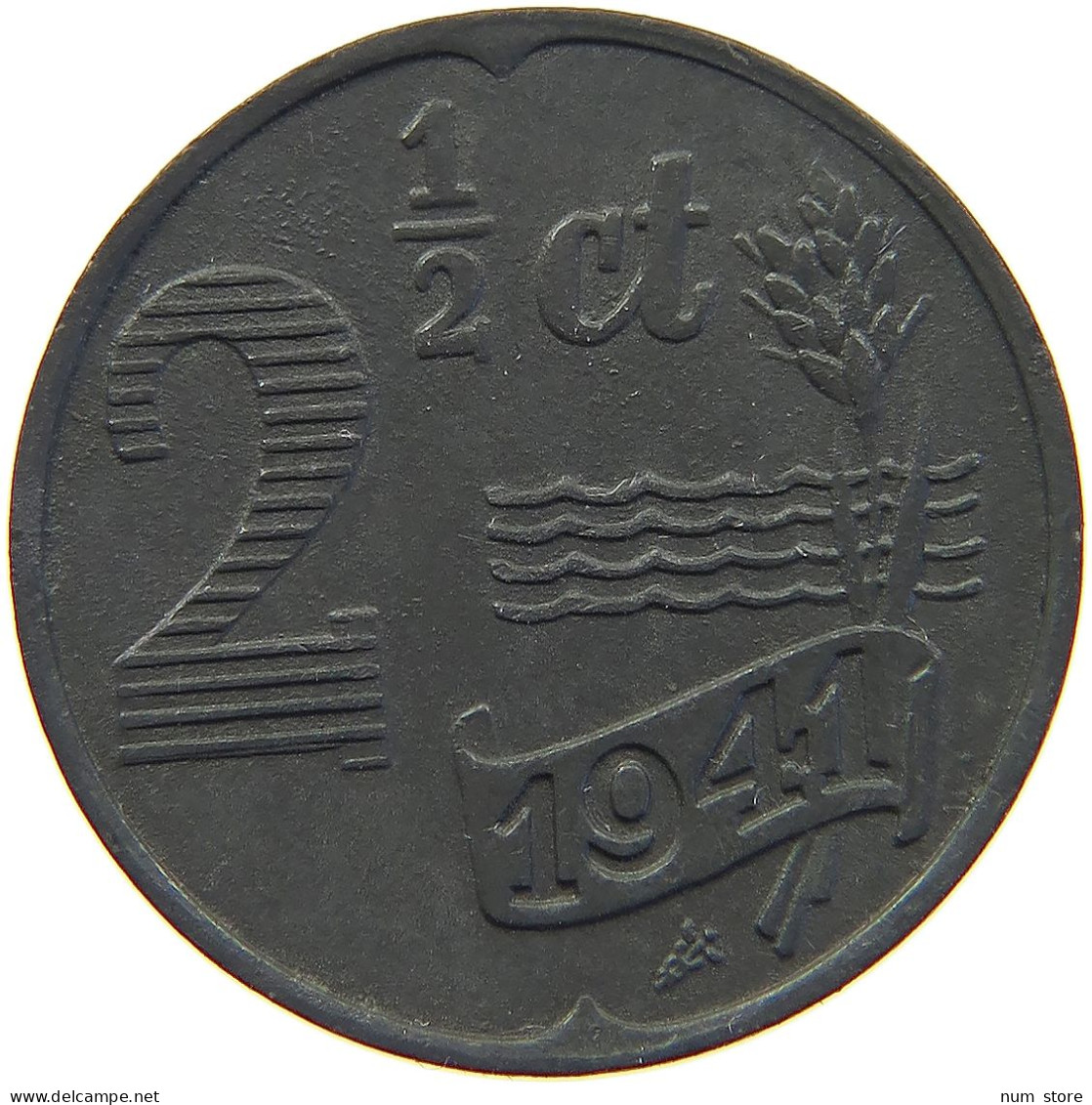 NETHERLANDS 2 1/2 CENTS 1941 WILHELMINA 1890-1948 #MA 067230 - 2.5 Cent