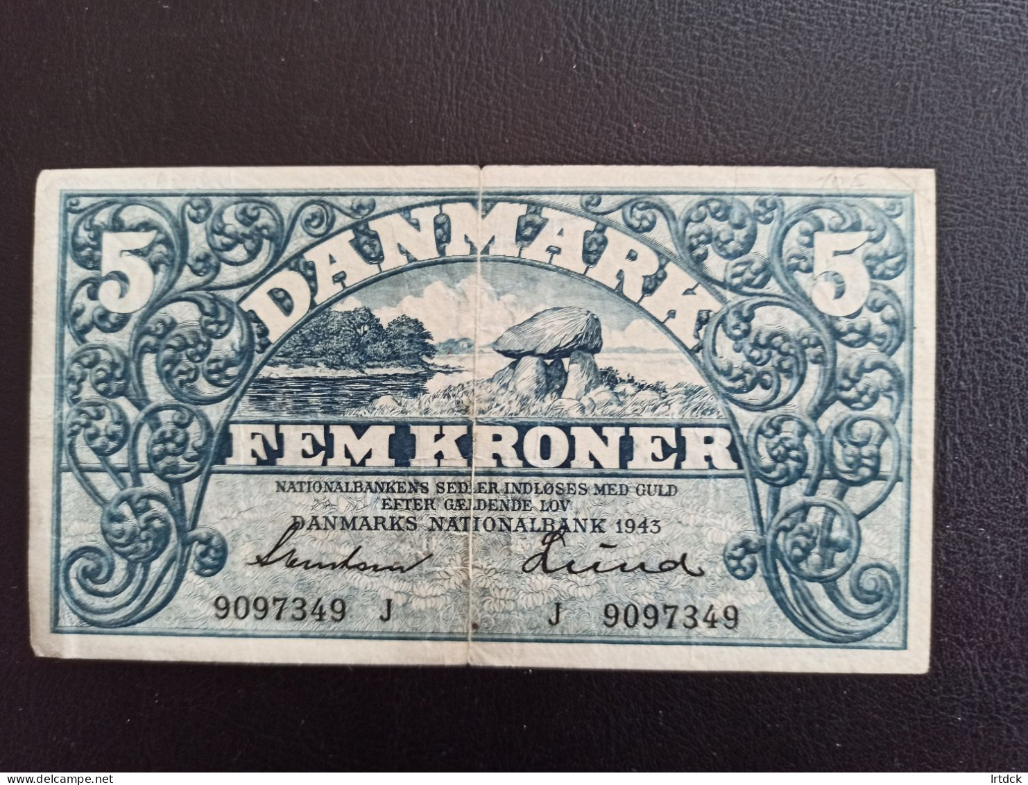 Billet Danemark 5 Kroner 1943 - Dinamarca