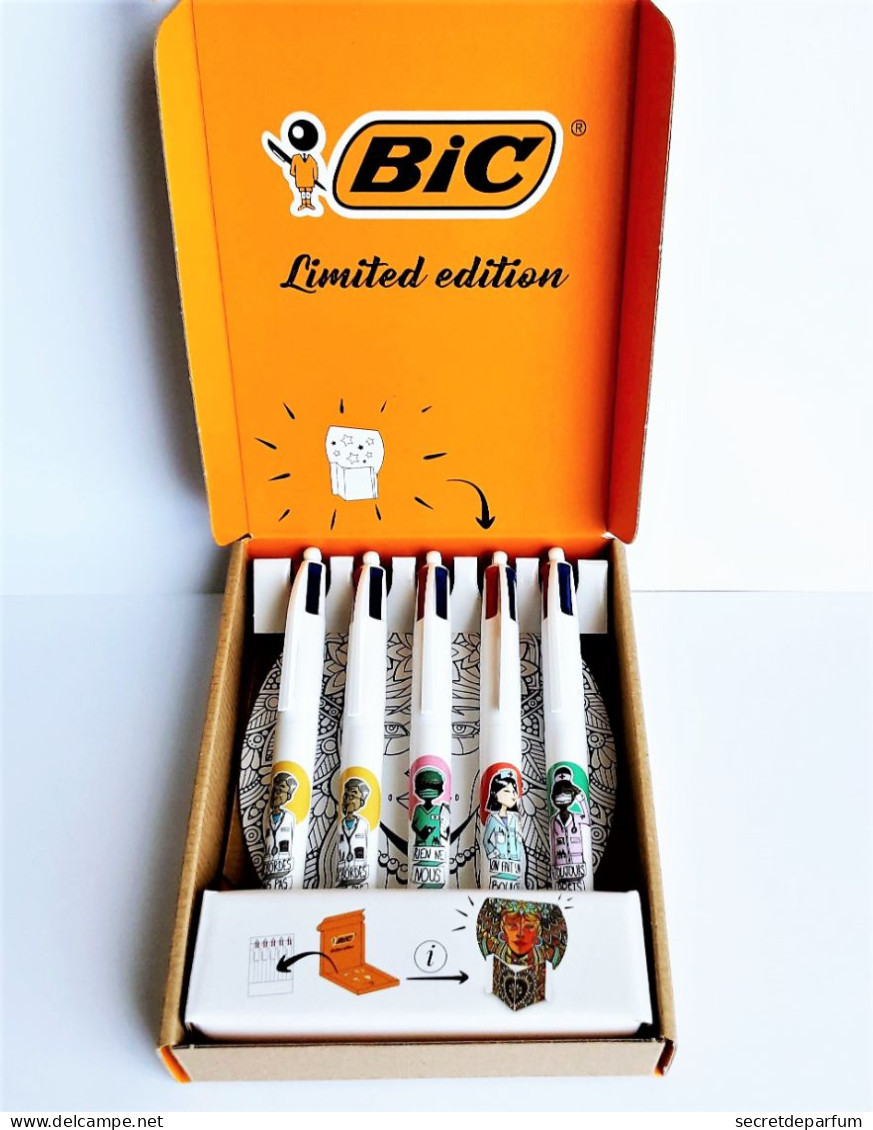 COFFRET De 5  STYLOS  BIC 4  COULEURS  PERSONNEL  SOIGNANT  NEUF - Pens