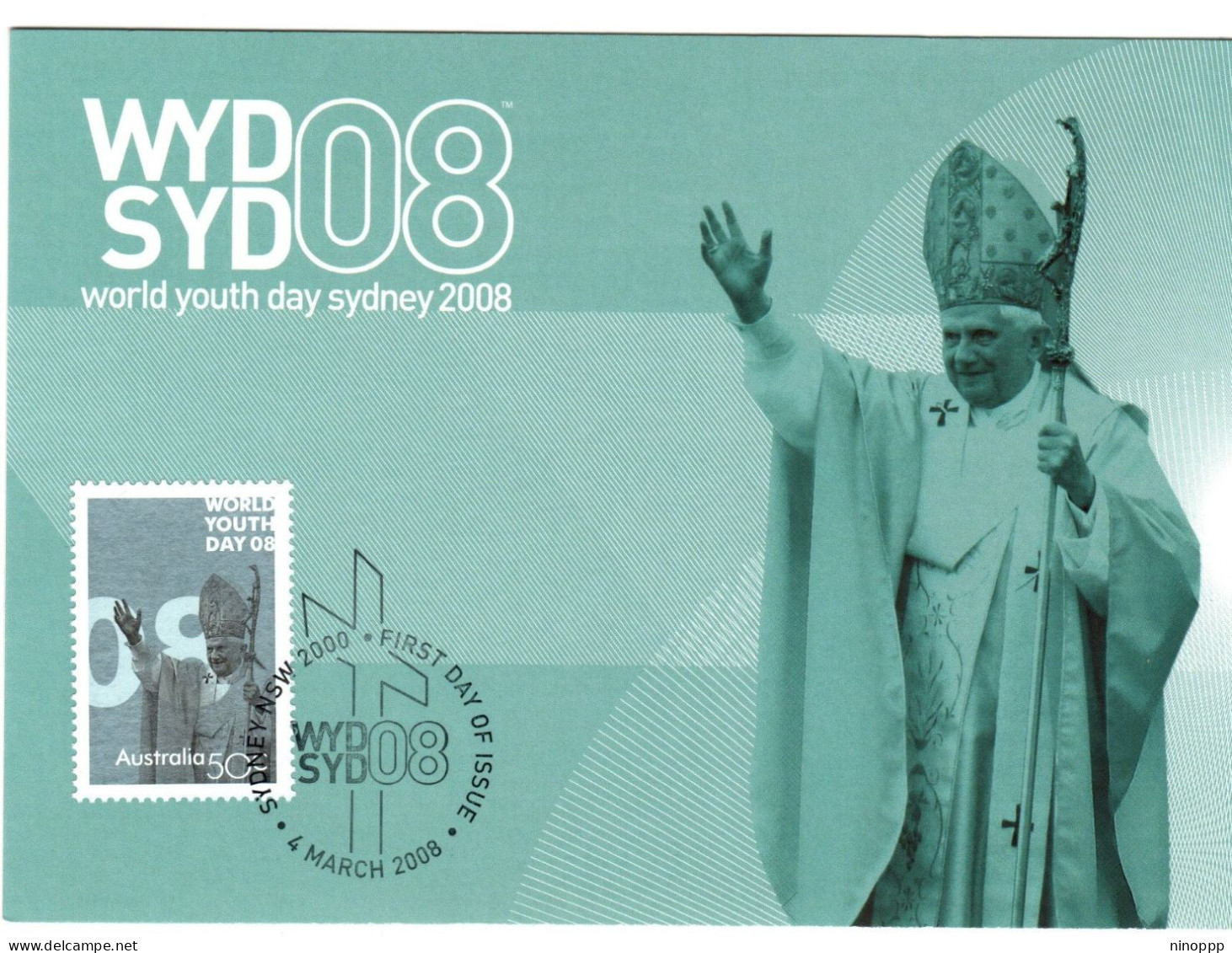 Australia 2008  World Youth Day.Pope Benedict,celebrate The Final  Mass,maximum Card - Mint Stamps