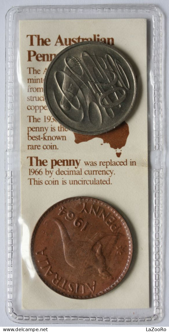 LaZooRo: Australia The Story Of The Kangaroo 1 Penny 1964 & 20 Cents 1979 UNC - Penny