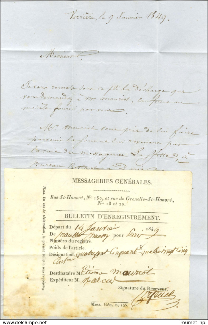 Plume + Càd T 13 ANTONY (60) 10 JANV. 1849 / N° 3 Belles Marges Sur Lettre Avec Texte Daté De La Verrière Le 9 Janvier 1 - 1849-1850 Ceres