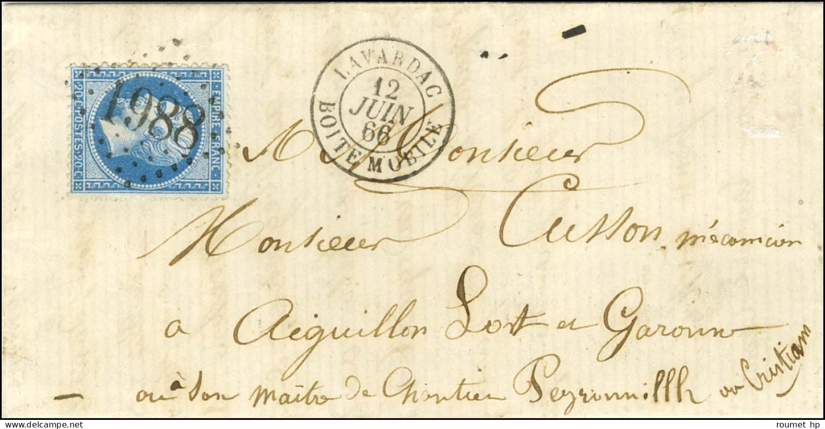 GC 1988 / N° 22 Càd LAVARDAC / BOÎTE MOBILE. 1866. - SUP. - R. - 1862 Napoléon III.