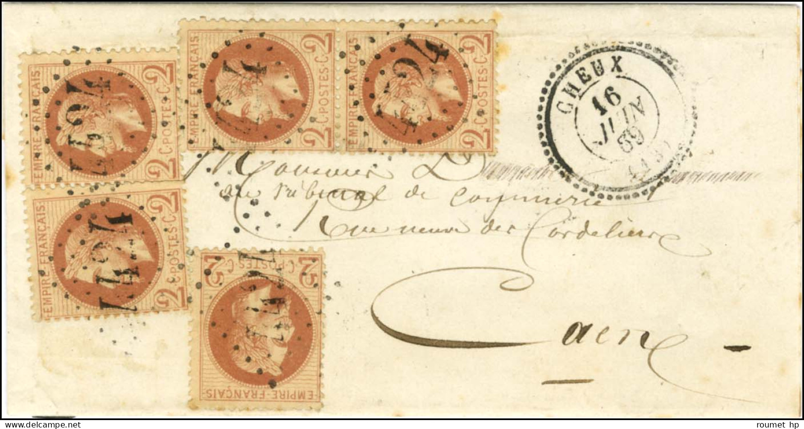 GC 4424 / N° 26 (5) Càd T 22 CHEUX (13) Sur Lettre Avec Texte Adressée Localement à Caen. 1869. - TB / SUP. - R. - 1863-1870 Napoléon III Con Laureles