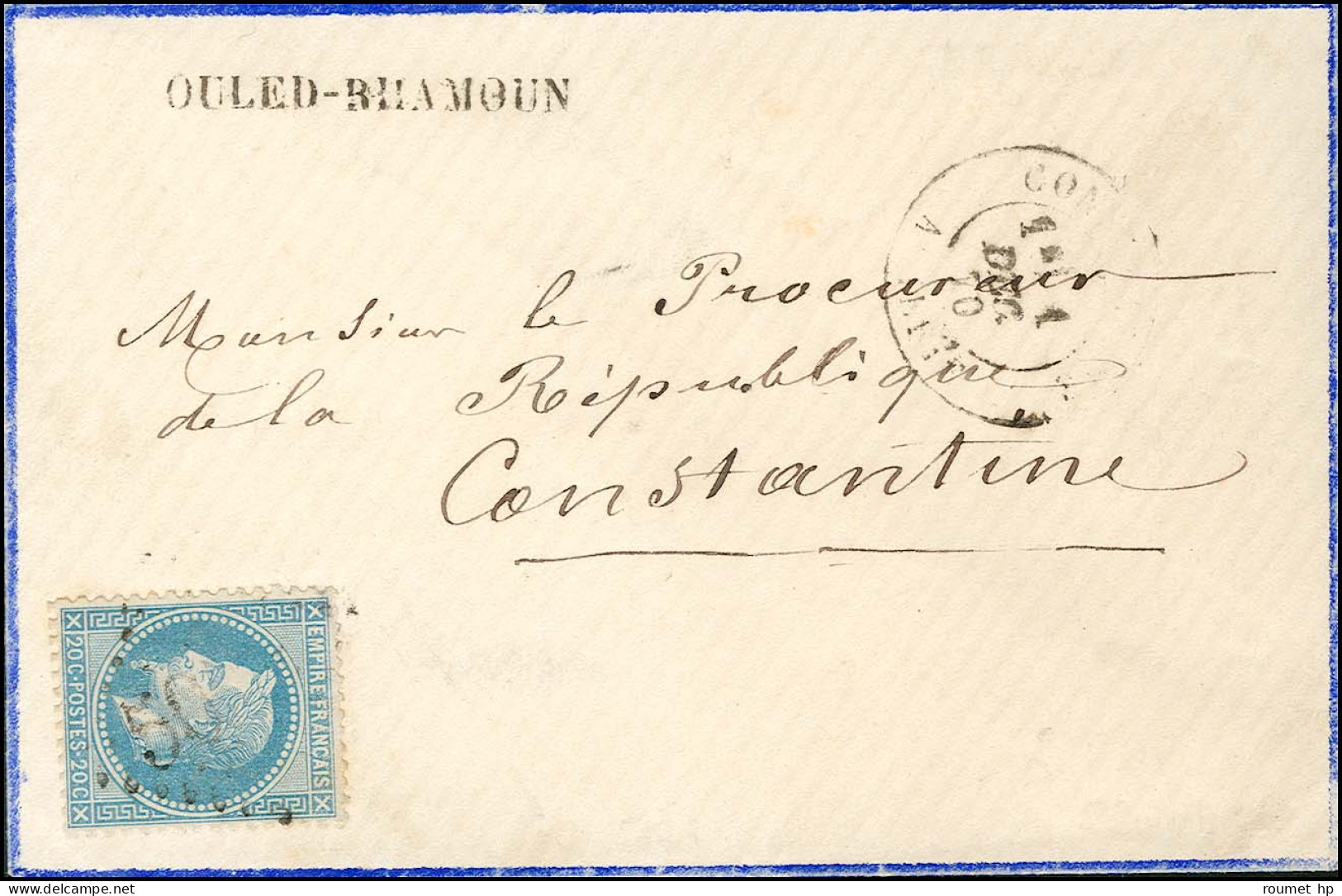 GC 5023 / N° 29 Càd T 17 CONSTANTINE / ALGERIE. Griffe D'entrepôt OULED-RHAMOUN. 1870. - TB / SUP. - RR. - 1863-1870 Napoleon III With Laurels