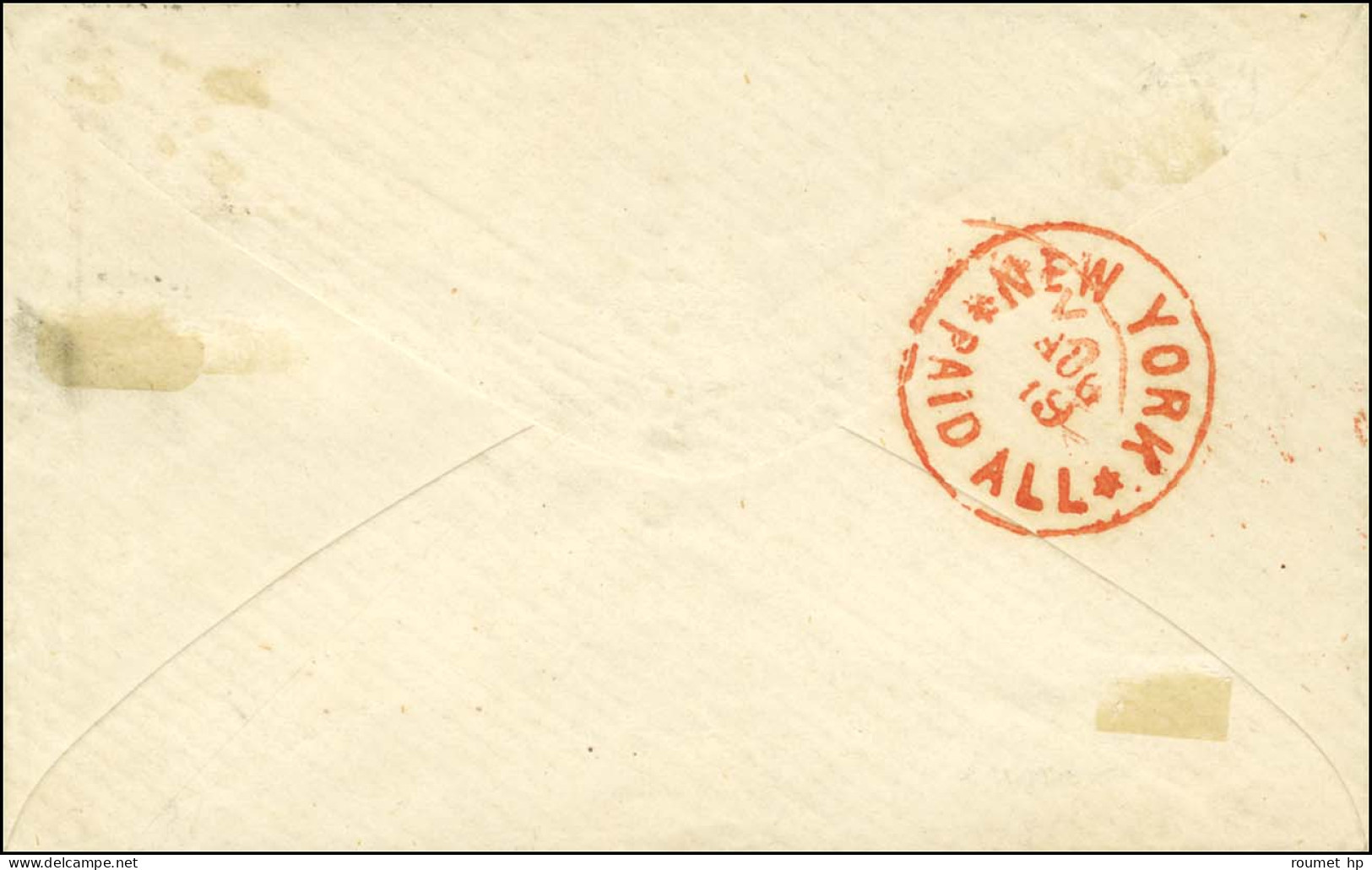 Càd PARIS / R. SERPENTE / N° 52 Paire Sur Enveloppe Ouverte Pour New York. Au Verso, Càd D'arrivée NEW YORK / PAID ALL.  - 1871-1875 Cérès