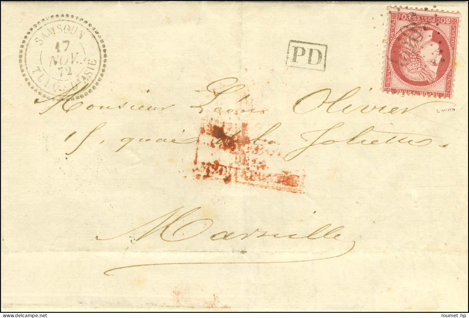 GC 5096 / N° 57 Càd SAMSOUN / TURQ. D'ASIE 17 NOV. 72 Sur Lettre De Sinope Pour Marseille. Jolie Pièce. - TB / SUP. - R. - 1871-1875 Cérès