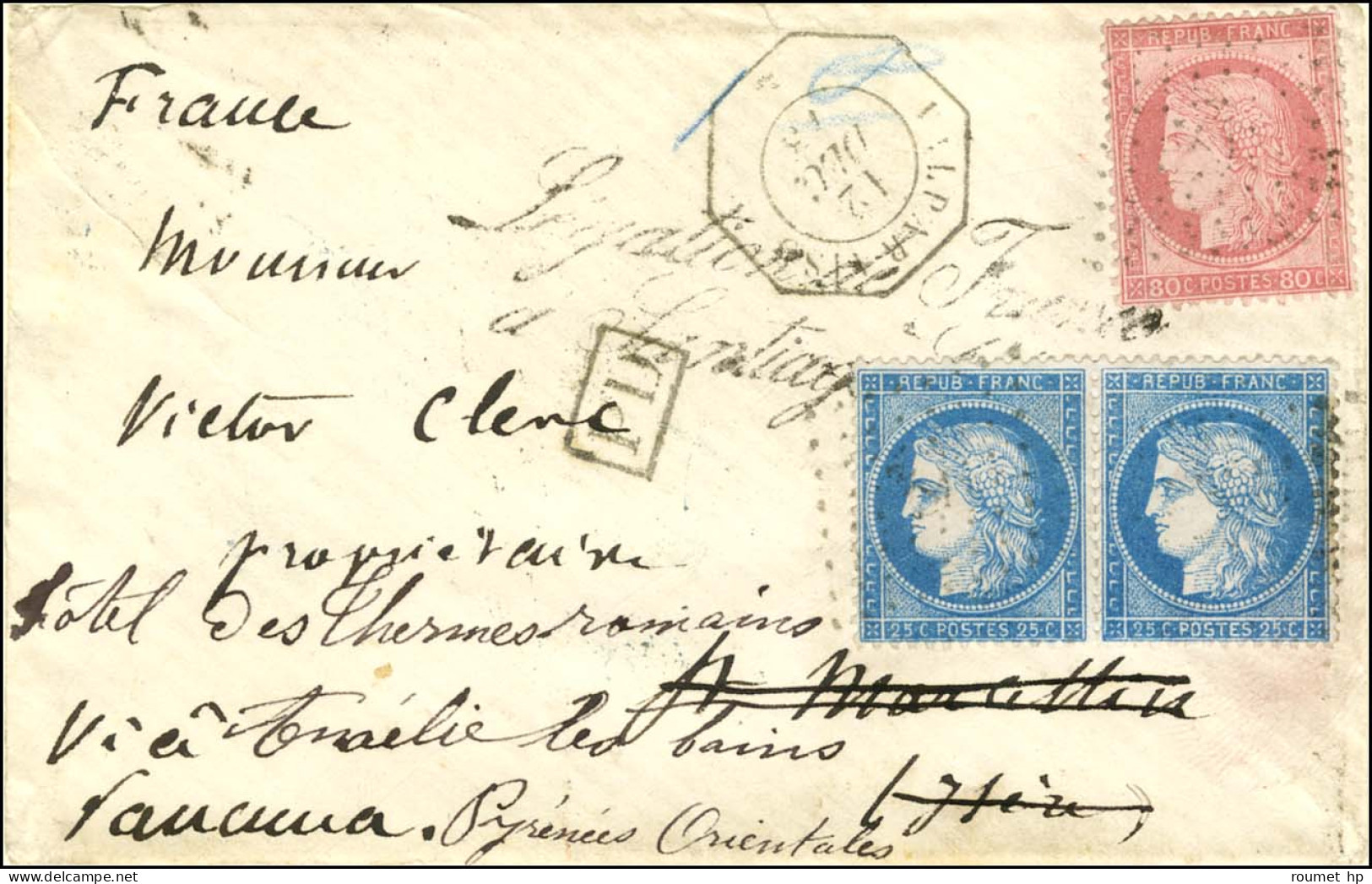 Lot De 2 Lettres De La Légation Française à Santiago Du Chili Via L'agence Consulaire Anglaise Et Française De Valparais - 1871-1875 Ceres