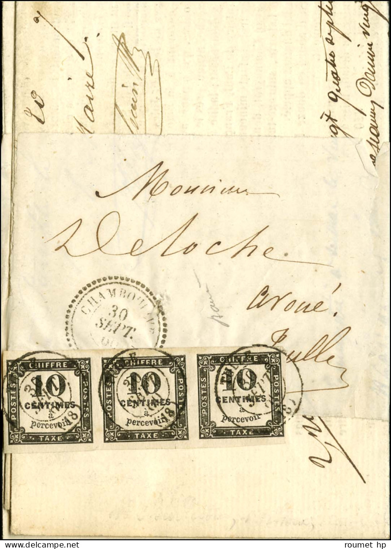 Càd T 22 CHAMBOULIVE (18) Sur Lettre 3 Ports Sous Bande Non Affranchie Et Adressée Localement à Tulle. A L'arrivée, Càd  - 1859-1959 Lettres & Documents