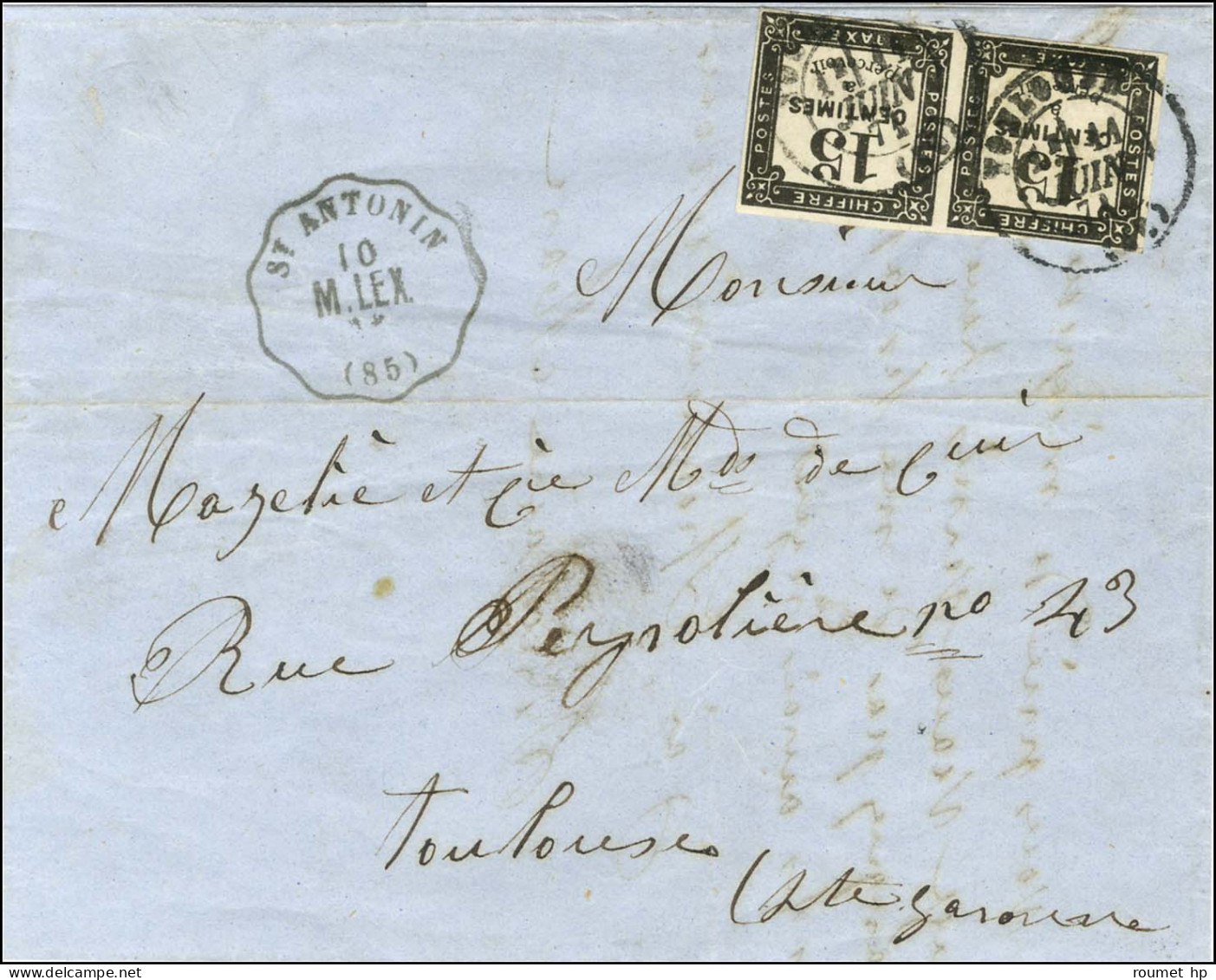 Càd T 17 TOULOUSE (30) / Timbre-taxe N° 4 (paire) + Conv. Stat. ST ANTONIN / M.LEX. (85). Combinaison Exceptionnelle. 18 - 1859-1959 Storia Postale