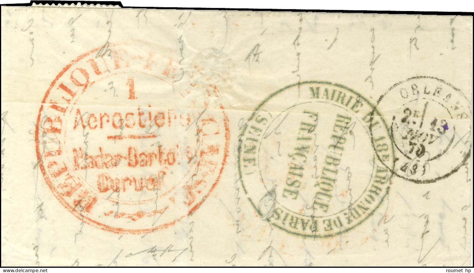 Lettre Avec Texte Daté De Paris Le 16 Octobre 1870 Pour Orléans, Au Recto Càd T 17 TOURS (36) 21 OCT. 70 / N° 29. Au Ver - Guerre De 1870